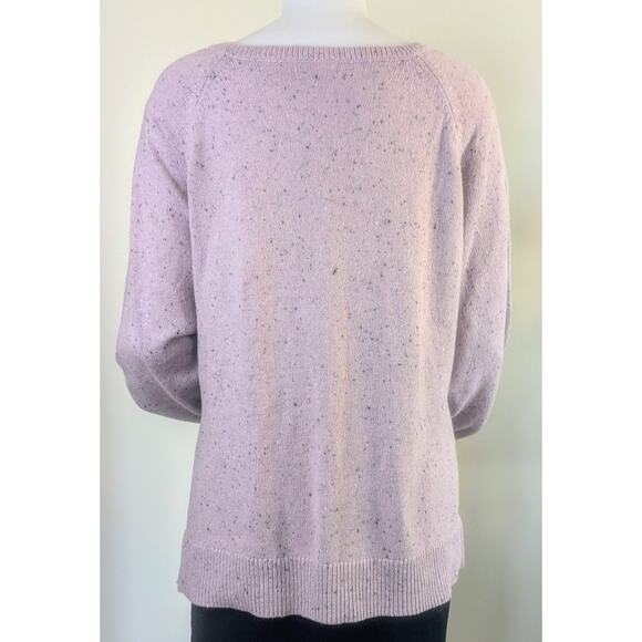 NEW Chaps Womens Sweater XXL Lavender White Cable Knit Scoop Neck Raglan Sleeve - Picture 6 of 8